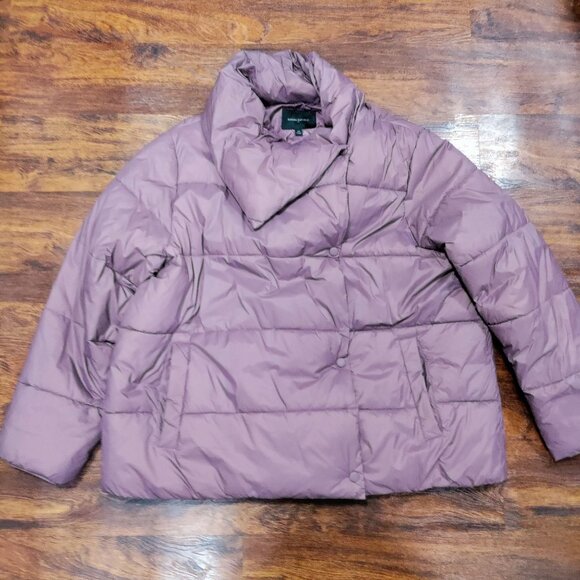 Banana Republic Dried Berry Short Duvet Puffer Coat Jacket Women's Size XL - Picture 2 of 11